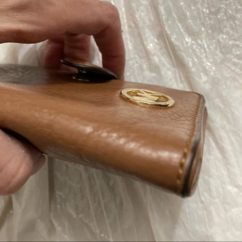 Michael Kors light brown leather side opening wallet